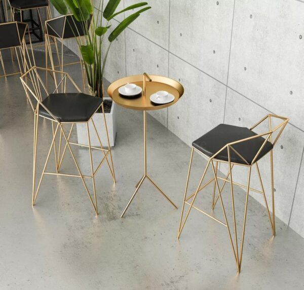 Ravenno Luxury Black Gold Bar Chairs