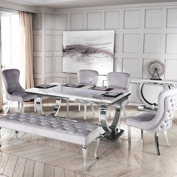 Arianna 200cm Marble Glass Dining Table