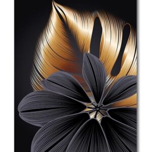 GOLD BLACK LEAF CANVAS PAINTING ART NO FRAME