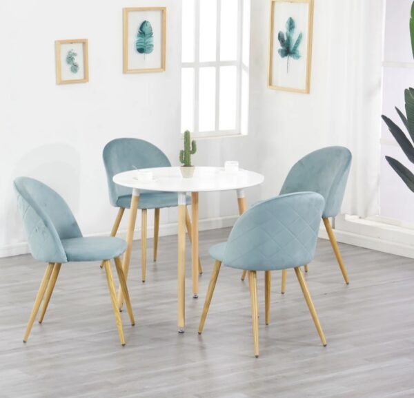 Livio Modern Blue Green Pink Velvet Set of 4 Dining Chairs