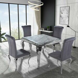 Louis 100cm Marble Glass Dining Table