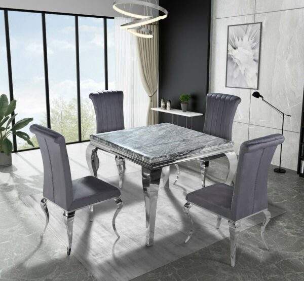 Louis 100cm Marble Glass Dining Table