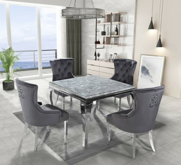 Louis 100cm Marble Glass Dining Table