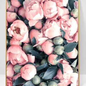 PINK GREEN FLOWERS CANVAS PAINTING ART NO FRAME