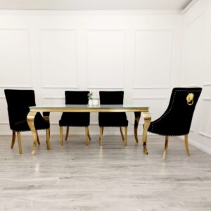 Louis Luxury Italian White Glass Gold Dining Table