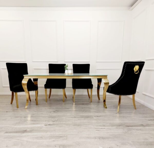 Louis Luxury Italian White Glass Gold Dining Table