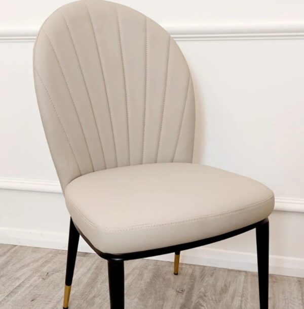 Amelia Italian Beige Gold Leg Dining Chair