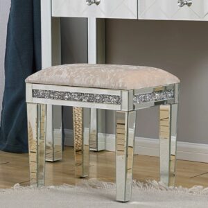 Luxe Pink Velvet Glass Crystal Stool